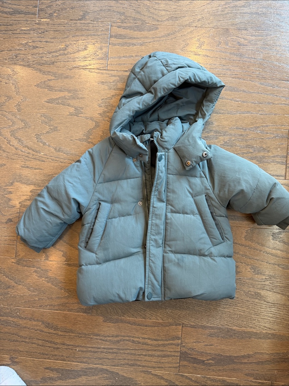 Zara Kids Puffer Jacket in Olive Green with Hood